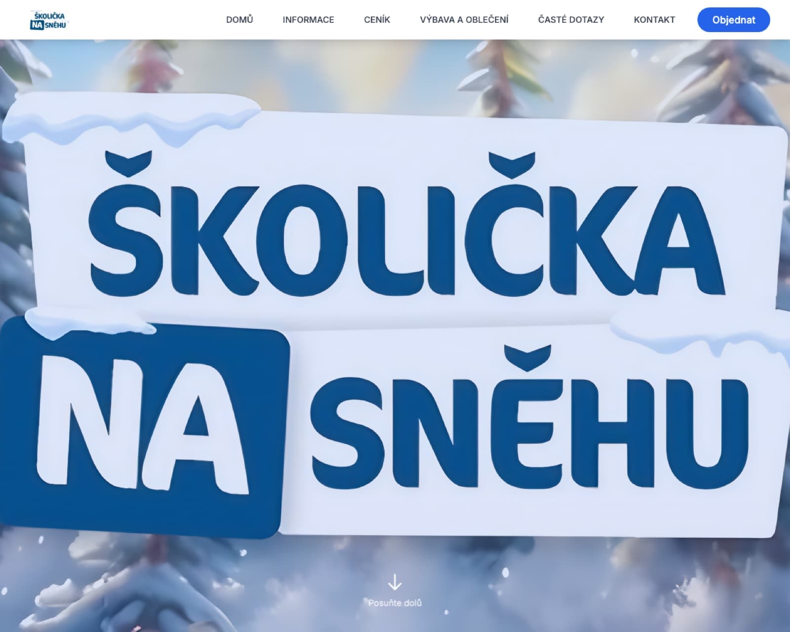 Aktuální verze webu Školička na sněhu