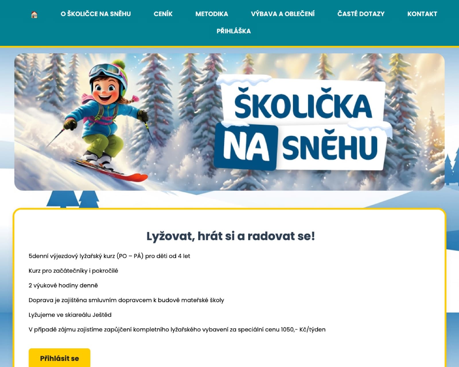 Původní verze webu od předchozího dodavatele